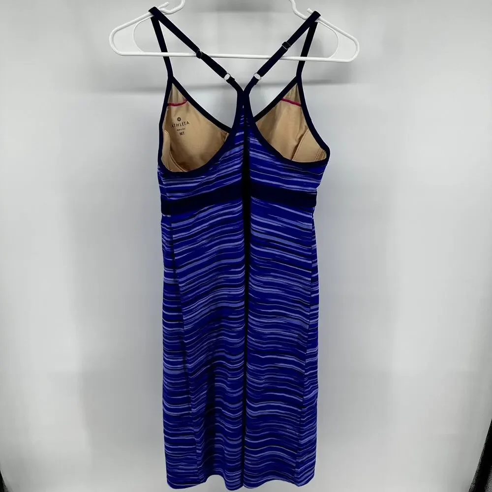 Athleta Shorebreak Swim Dress UPF 50+ Racerback Built In Bra Printed Blue M Tall - Picture 6 of 6